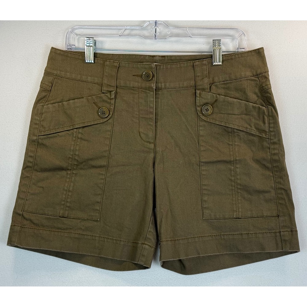 CAbi Army Green Women's Utility/Cargo Short Button-Flap‎ Pockets Cotton Size 8